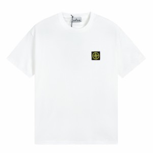 Stone island ストーンアイランド 胸刺繍ワッペン ラウンドネック ドロップショルダー 半袖Tシャツ