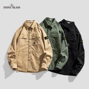 Stone ISLAND ストーンアイランド ウォッシュドコットン ワークウェア トレンド 長袖シャツジャケット