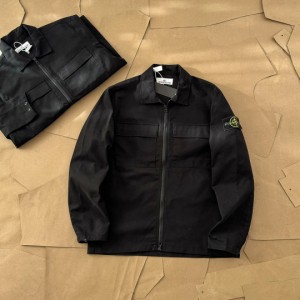 Stone Island ストーンアイランド メンズ ジップクロージャー ロングスリーブシャツ