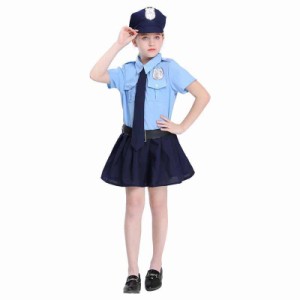 ハロウィン ポリス 仮装 子供 婦人警官 お巡りさん 警官 警察官 コスプレ 4点セット 警察服 制服 キッズ コスチューム 女の子 イベント 