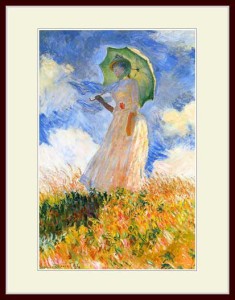 複製画・額縁付き・モネ・「日傘をさす女性（左向き）」