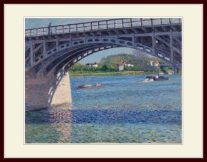 複製画・額縁付き・カイユボット・「アルジャントゥイユの橋とセーヌ川」