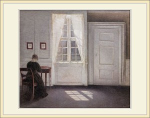 複製画 額付き：ヴィルヘルム ハマスホイ・「A Room in the Artist's Home in Strandgade, Copenhagen, with the Artist's Wife」