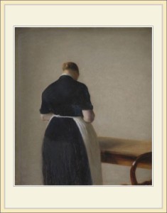 複製画 額付き：ヴィルヘルム ハマスホイ・「Woman seen from the Back」