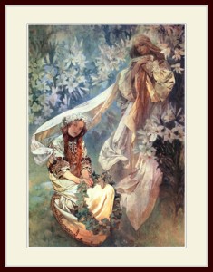 ミュシャ(羽根画)複製画 (お箱入り) ミュシャ 百合の通販｜au PAY