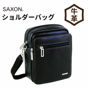 ショルダーバッグ メンズ [5042] 縦型 軽量 牛革 SAXON サクソン 本革 レザー 斜め掛け 黒 タテ型 おしゃれ 旅行 サブバッグ 肩掛け シン