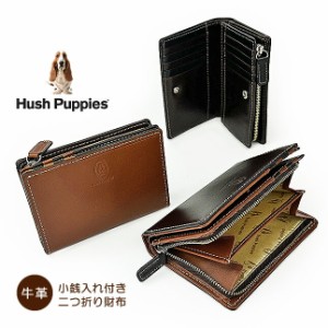 財布 メンズ 二つ折り財布 本革 hp0349 Hush Puppies ハッシュパピー マゴシリーズ 牛革 財布 L字ファスナー 折り財布 ブランド 人気 お