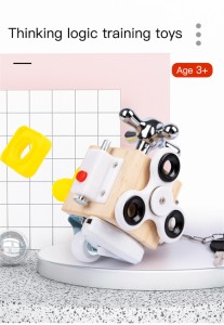 モンテッソーリおもちゃ、幼児のための忙しいキューブ、パズルロック解除おもちゃの木製アクティビティキューブ、ミニモンテッソーリ旅行