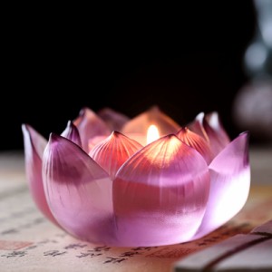キャンドルホルダー ガラス キャンドルスタンド ロータス 蓮の花 蓮花 蝋燭立て ティーライトキャンドル 結婚式 ウェディング ランタン 