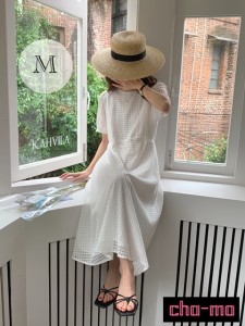 Mサイズ　レディース　夏　白ワンピース　かわいい　ワンピ　ロングワンピース　ドレス　韓国風　シースルー