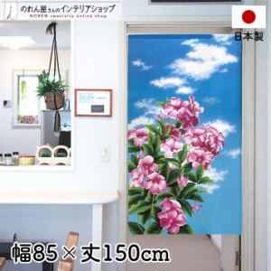 のれん おしゃれ 風景 景色 間仕切り カーテン 85cm幅 150cm丈 Hawaiian Flower グリーン ピンク ブルー 南国 ハワイ レース【受注生産 9