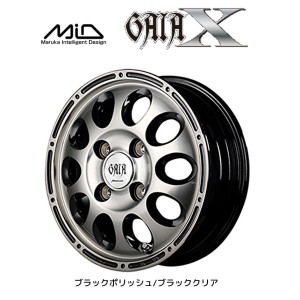 マルカサービス MiD GAIA X ガイヤクロス 軽トラック 軽バン 4.0J-12 +42 4H100 ブラックポリッシュ/ブラッククリア お得な４本SET 送料