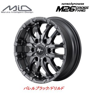 マルカサービス NITRO POWER M26 クロスファング 200系 ハイエース NV350 6.5J-16 +38/+48 6H139.7 バレルブラック/ドリルド お得な４本