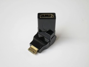 Mini HDMI to HDMI L字型変換アダプタ 90°-270°(ミニオス・標準メス) 角度調整可