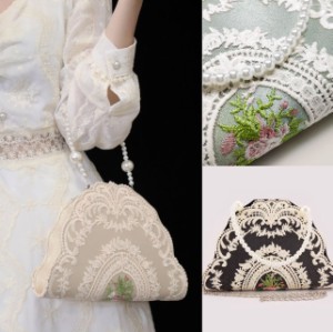 パーティーバッグ 結婚式 刺繍 レース ハンドバッグ 黒 卒業式 バッグ カバン 大きめ 大容量 クラッチバック サブバッグ レディース パー