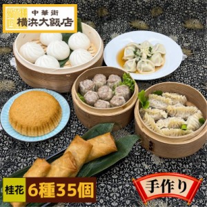 中華 福袋 桂花 6種35個 送料無料  点心セット お取り寄せグルメ 横浜中華街 肉まん 焼売 餃子 春巻 水餃子 マーラーカオ ギフト グルメ 