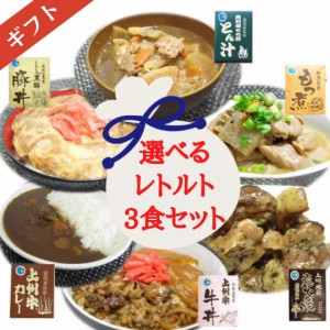 レトルト 詰め合わせ 群馬の選べるギフト3食セット 詰合せ レトルト食品 惣菜 高級 無添加 国産 国内製造 常温 牛丼 豚丼 とん汁 カレー 