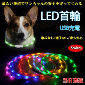 ★即納★光る首輪 犬用 レインボー 発光首輪 充電式 usb充電式 装着簡単 柔らかい 軽量 サイズ調整可能 ペット 犬 猫 視認性 4モード