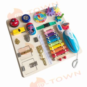 知育玩具 木のおもちゃ、幼児ビジーボードおもちゃ、モンテッソーリおもちゃ感覚フィジェットボードおもちゃ、早期教育給付インテリジェ