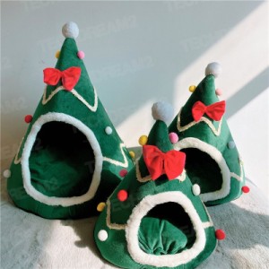 ペットハウス ドーム型 猫 犬 クリスマスツリー ペットベッド ねこ ペットソファ マット クッション 冬用 室内用  ペット用寝袋