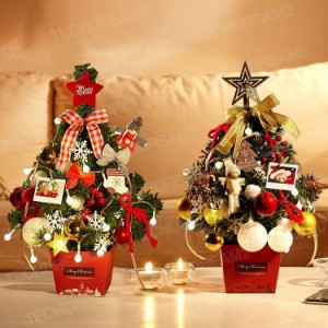 クリスマスツリー 卓上 40cm ミニツリー クリスマス飾り LEDライト付き イルミネーション 電池式 オーナメント おしゃれ キラキラ 雰囲気