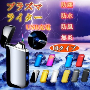 屋外防風ライター デュアルアーク電気ライター充電式USBライターフレームレスプラズマライター リズミカルな点滅バッテリーインジケータ