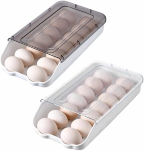 卵ケース 2個セット 28個入可能 エッグホルダー 透明 卵入れ 自動スライド設計 卵ボックス 卵収納 コンパクト収納 積み重ね可能 たまごケ