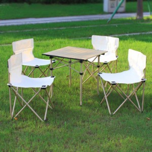 便利 アウトドア椅子 折り畳み 春の外出 テーブル チェア 5点セット アウトドア キャンプ用品 セットレジャー アルミテーブル椅子 収納袋