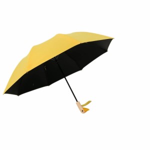 トラベル傘 折りたたみ傘 日傘 長傘 かわいいアヒルの木製ハンドル 二重生地 風に強い 丈夫 撥水 耐風 晴雨兼用傘 紫外線遮断 耐風撥水 