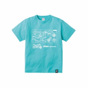 カワサキ デザイナーズTシャツ（ミントグリーン） サイズ：M KAWASAKI バイク