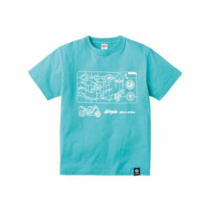 カワサキ デザイナーズTシャツ（ミントグリーン） サイズ：L KAWASAKI バイク