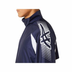 アシックス 2031D535 TEAM C WINDREAKER JACKET（ピーコート×ブリリアントホワイト） サイズ：L ASICS キャンプ