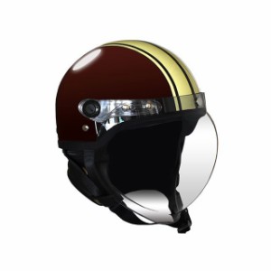 【メーカー直送】ビー＆ビー BB-605 バブルシールド付きセミジェットヘルメット（ブラウンアイボリー） B&B バイク