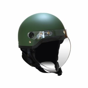 【メーカー直送】ビー＆ビー BB-605 バブルシールド付きセミジェットヘルメット（マットグリーン） B&B バイク