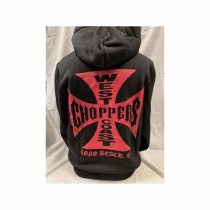 ウエストコーストチョッパーズ チャック付きパーカー（ブラック×レッド） サイズ：Mサイズ WEST COAST CHOPPERS バイク