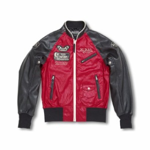 ボンダッチ VOM-PJ08 PUNCHED HOLE LEATHER JACKET カラー：レッド サイズ：レディースL VonDutch バイク