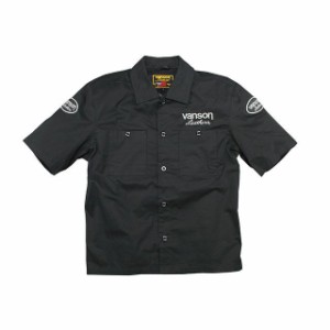 バンソン 2020春夏モデル VS20109S ワークシャツ（ブラック/ホワイト） サイズ：L2W VANSON バイク