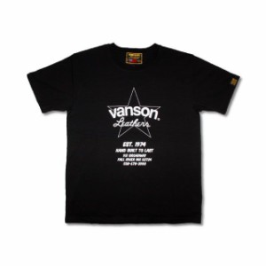 バンソン 2021春夏モデル VS21808S コットンTシャツ（ブラック） サイズ：M VANSON バイク