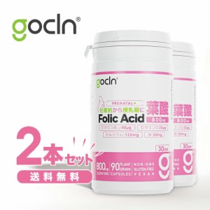 送料無料 葉酸 サプリ 2本セット GoCLN (ゴークリーン) 800μg 高配合 ビタミンD Q-D (クオリD) ビタミンB Q-B (クオリB) 100% 妊婦 妊娠