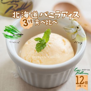 北海道 十勝 カウベル アイスクリーム ギフト 3種のバニラアイスクリーム 食べ比べ 12個セット スイーツ お取り寄せ スイーツ