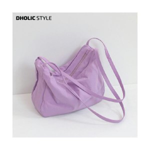 バッグ 鞄 かばん ショルダーバッグ 単色 無地 シンプル ベーシック パステル ジップ スクエア かわいい 可愛い ラフ ロングハンドル 紫 