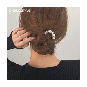 韓国ファッション アクセサリー ヘアアクセサリー ヘアピン Uピン パール調 ライン 髪飾り髪留め まとめ髪 ヘアアレンジ だんごスタイル 