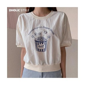 トップス Tシャツ 半袖 ラウンドネック スウェット フロント レタリング プリント 着回し デイリー カジュアル 夏