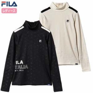 フィラゴルフ 静電気防止裏起毛スムース タイポエンボス モックネック ロングシャツ レディース 793504 FILA GOLF 2023秋冬モデル 日本正