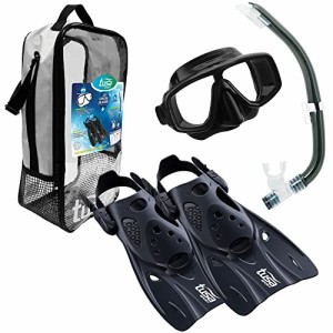 TUSA Sport Adult Platina Hyperdry Mask, Snorkel, Fins Travel Set, Black, Large 141［並行輸入］【並行輸入品】