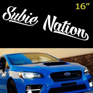 iJDMTOY 16?x 3?"ホワイトSubie Nationフロントまたはリアフロントガラスバナービニールデカールステ【並行輸入品】