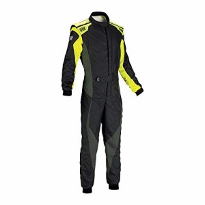 OMP TECNICA EVO SUIT ブラック×アンスラサイト×イエロー 58サイズ レーシングスーツ FIA8856-2000公認 (I【並行輸入品】