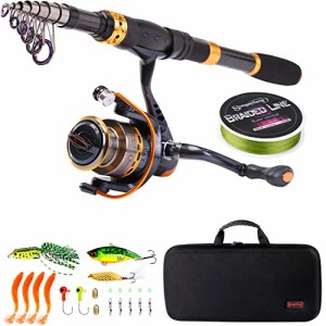 (2.1M/6.89Ft, Fishing Full Kits with Carrier Case) - Sougayilang Fishing Rod Reel Combos Carbon Fibre Telescopic Fishing Pole wi