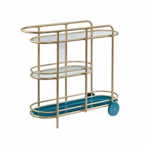 Sauder 424014 Coral Cape Bar Cart, Satin Gold 141［並行輸入］【並行輸入品】