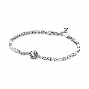 PANDORA スパークリング ヘイロー テニス 925 スターリングシルバー ブレスレット, 1 Count (Pack of 1), 【並行輸入品】